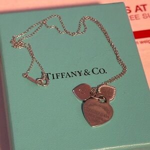 Tiffany & Co. Silver Double Heart “Return to Tiffany” Necklace. Engraved E & Y.